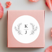 Elegant Monogram Initiaal Botanische Leaf Bruiloft Ronde Sticker
