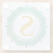 Elegant Monogram Initiaal Brieven met Mandala Glazen Onderzetter (Achterkant)