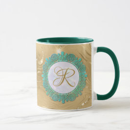 Elegant Monogram Initiaal Brieven met Mandala Mok