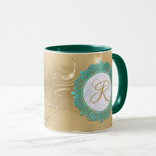 Elegant Monogram Initiaal Brieven met Mandala Mok (Voorkant rechts)
