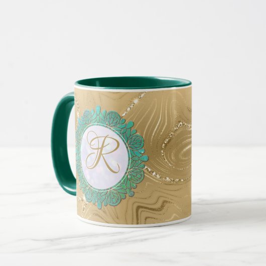 Elegant Monogram Initiaal Brieven met Mandala Mok (Voorkant links)