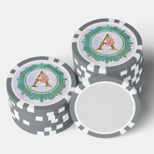 Elegant Monogram Initiaal Brieven met Mandala Poker Chips (Opstapeling)