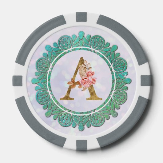 Elegant Monogram Initiaal Brieven met Mandala Poker Chips (Voorkant)
