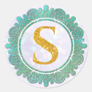 Elegant Monogram Initiaal Brieven met Mandala Ronde Sticker