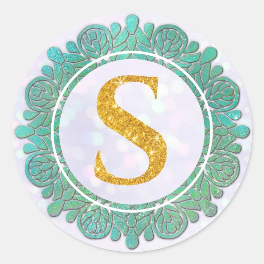 Elegant Monogram Initiaal Brieven met Mandala Ronde Sticker (Voorkant)
