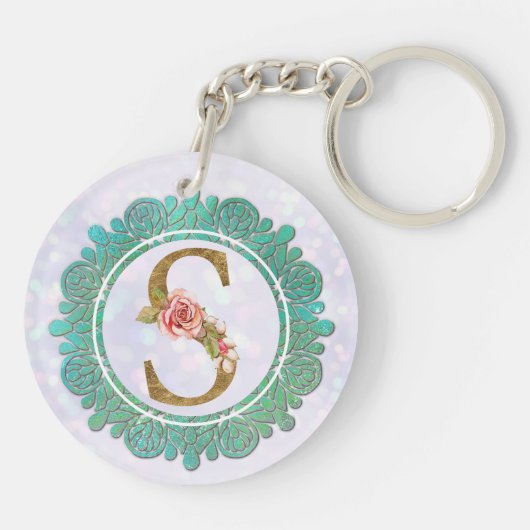 Elegant Monogram Initiaal Brieven met Mandala Sleutelhanger (Achterkant)