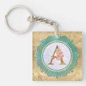 Elegant Monogram Initiaal Brieven met Mandala Sleutelhanger (voorkant)