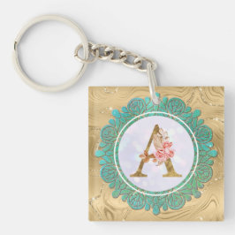 Elegant Monogram Initiaal Brieven met Mandala Sleutelhanger