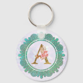 Elegant Monogram Initiaal Brieven met Mandala Sleutelhanger (Voorkant)