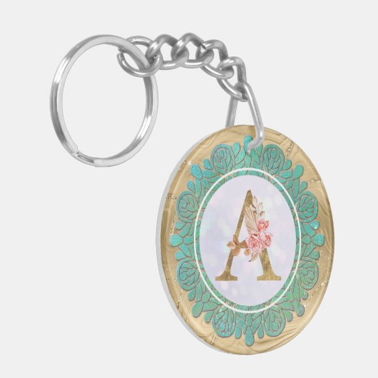 Elegant Monogram Initiaal Brieven met Mandala Sleutelhanger (Voorkant Links)