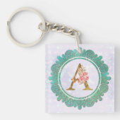 Elegant Monogram Initiaal Brieven met Mandala Sleutelhanger (voorkant)