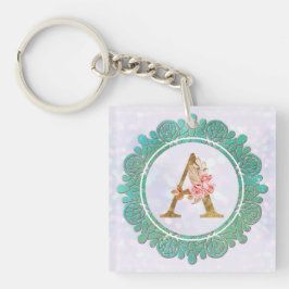 Elegant Monogram Initiaal Brieven met Mandala Sleutelhanger