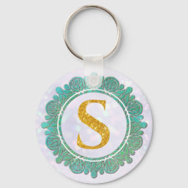 Elegant Monogram Initiaal Brieven met Mandala Sleutelhanger