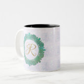 Elegant Monogram Initiaal Brieven met Mandala Tweekleurige Koffiemok (Voorkant links)