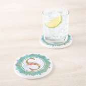 Elegant Monogram Initiaal Brieven met Mandala Zandsteen Onderzetter (Zijkant)