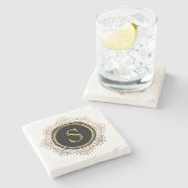 Elegant Monogram Initiaal | Chic Gold Monogrammen Stenen Onderzetter (Zijkant)