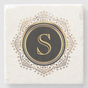 Elegant Monogram Initiaal Chic Gold Monogrammen Stenen Onderzetter