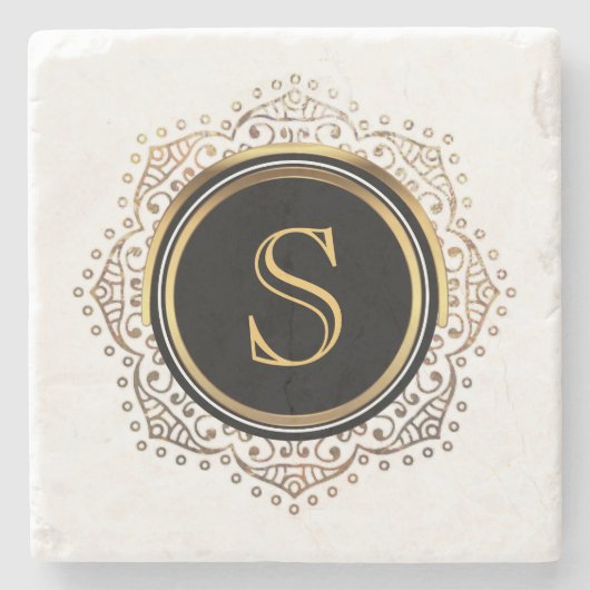 Elegant Monogram Initiaal | Chic Gold Monogrammen Stenen Onderzetter (Voorkant)