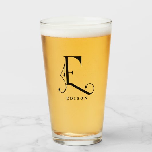 Elegant Monogram Initiaal E met Achternaam Glas (Voorkant gevuld)