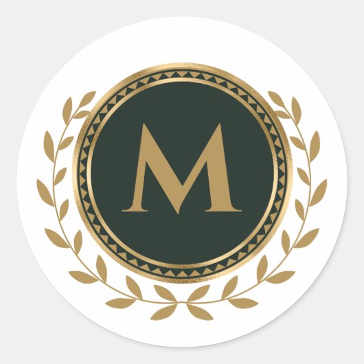 Elegant Monogram Initiaal Faux goud Groen Ronde Sticker (Voorkant)