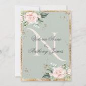 Elegant Monogram Initiaal Floral Sage Gold Wedding Kaart (Voorkant)