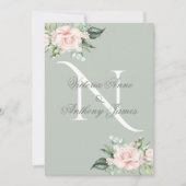 Elegant Monogram Initiaal Floral Sage Green Weddin Kaart (Voorkant)