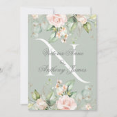 Elegant Monogram Initiaal Floral Sage Green Weddin Kaart (Voorkant)