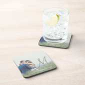 Elegant Monogram Initiaal Foto bruiloft Bier Onderzetter (Rechterzijde)