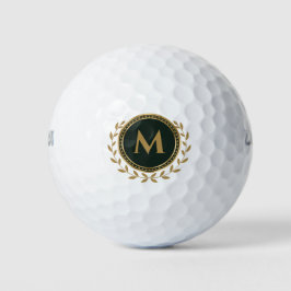 Elegant Monogram Initiaal Gold Green Golfballen