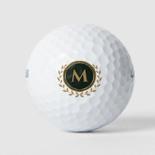 Elegant Monogram Initiaal Gold Green Golfballen (Voorkant)