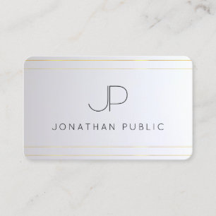 Elegant Monogram Initiaal Goud Zilver Rond Visitekaartje