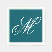Elegant Monogram Initiaal Kerstfeest Servet (Voorkant)