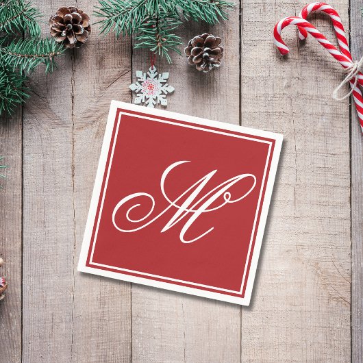 Elegant Monogram Initiaal Kerstfeest Servet