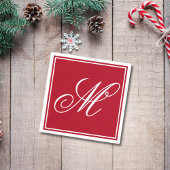 Elegant Monogram Initiaal Kerstfeest Servet