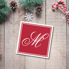 Elegant Monogram Initiaal Kerstfeest Servet