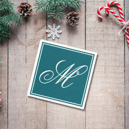 Elegant Monogram Initiaal Kerstfeest Servet
