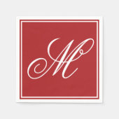 Elegant Monogram Initiaal Kerstfeest Servet (Voorkant)