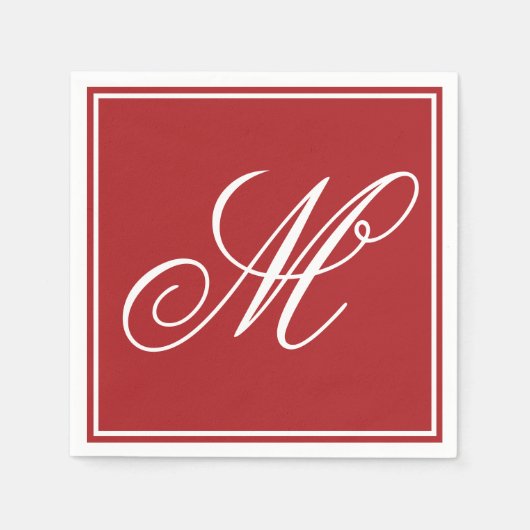 Elegant Monogram Initiaal Kerstfeest Servet (Voorkant)