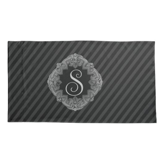 Elegant, Monogram Initiaal Kussensloop (Achterkant-Links)