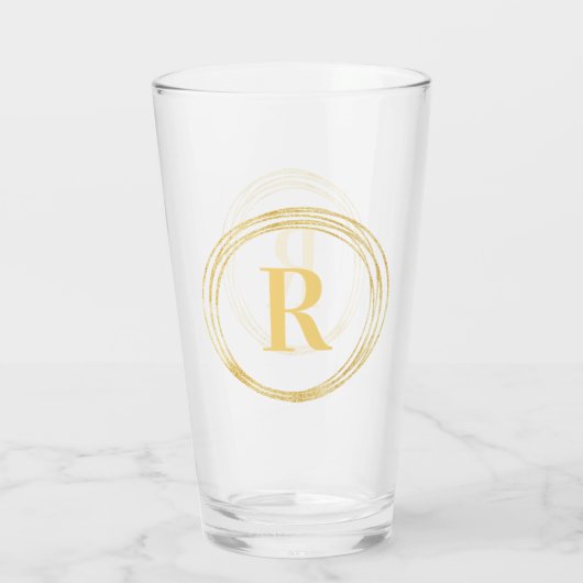 Elegant Monogram Initiaal Letter Gold Circles Glas (Achterkant)