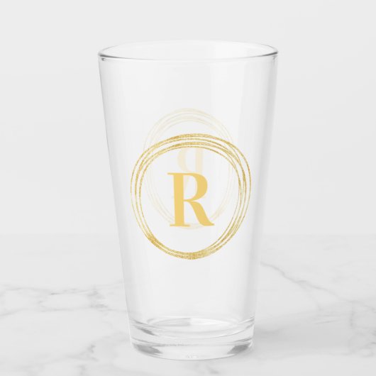 Elegant Monogram Initiaal Letter Gold Circles Glas (Voorkant)
