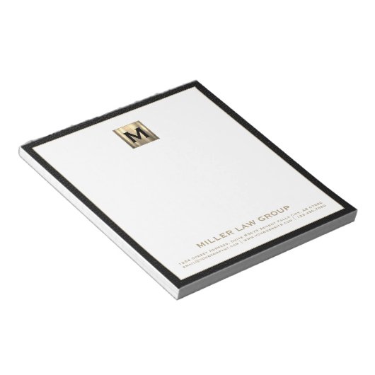 Elegant Monogram Initiaal Logo Notitieblok (Schuin)