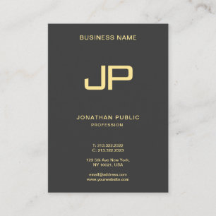 Elegant Monogram Initiaal Luxe Mighty Black Gold Visitekaartje