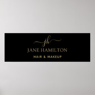 Elegant Monogram Initiaal Naam Bedrijfs Poster