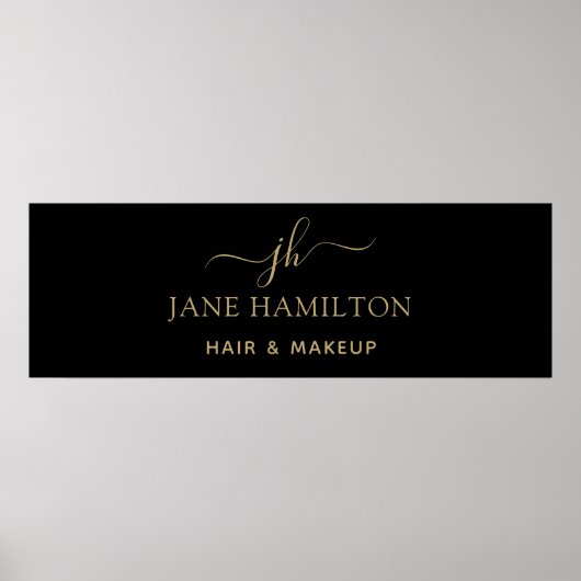 Elegant Monogram Initiaal Naam Bedrijfs Poster (Voorkant)