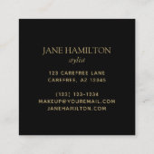 Elegant Monogram Initiaal Naam Black Gold Vierkante Visitekaartje (Achterkant)