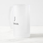 Elegant Monogram Initiaal Naam Gepersonaliseerd Matglas Bierpul (Voorkant links)