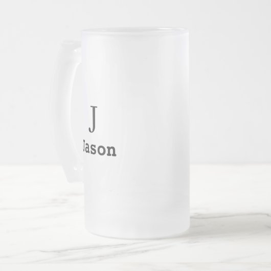 Elegant Monogram Initiaal Naam Gepersonaliseerd Matglas Bierpul (Voorkant links)