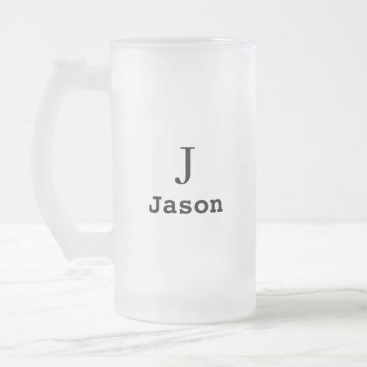 Elegant Monogram Initiaal Naam Gepersonaliseerd Matglas Bierpul (Links)