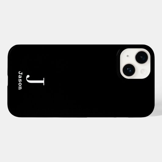 Elegant Monogram Initiaal Naam Gepersonaliseerd Zw Case-Mate iPhone Case (Achterkant (horizontaal))